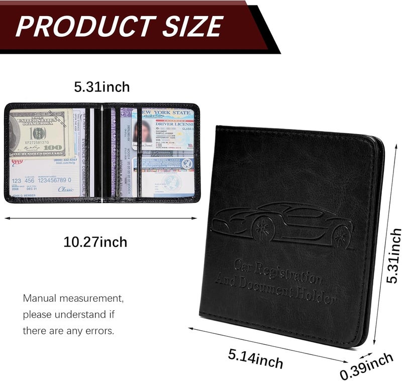 Peisicne Car Registration and Insurance Holder, Vehicle Glove Box Car Organizer with Magnetic Closure for Documents, Cards, License Car Organization, 1-Pack Black - Image 4